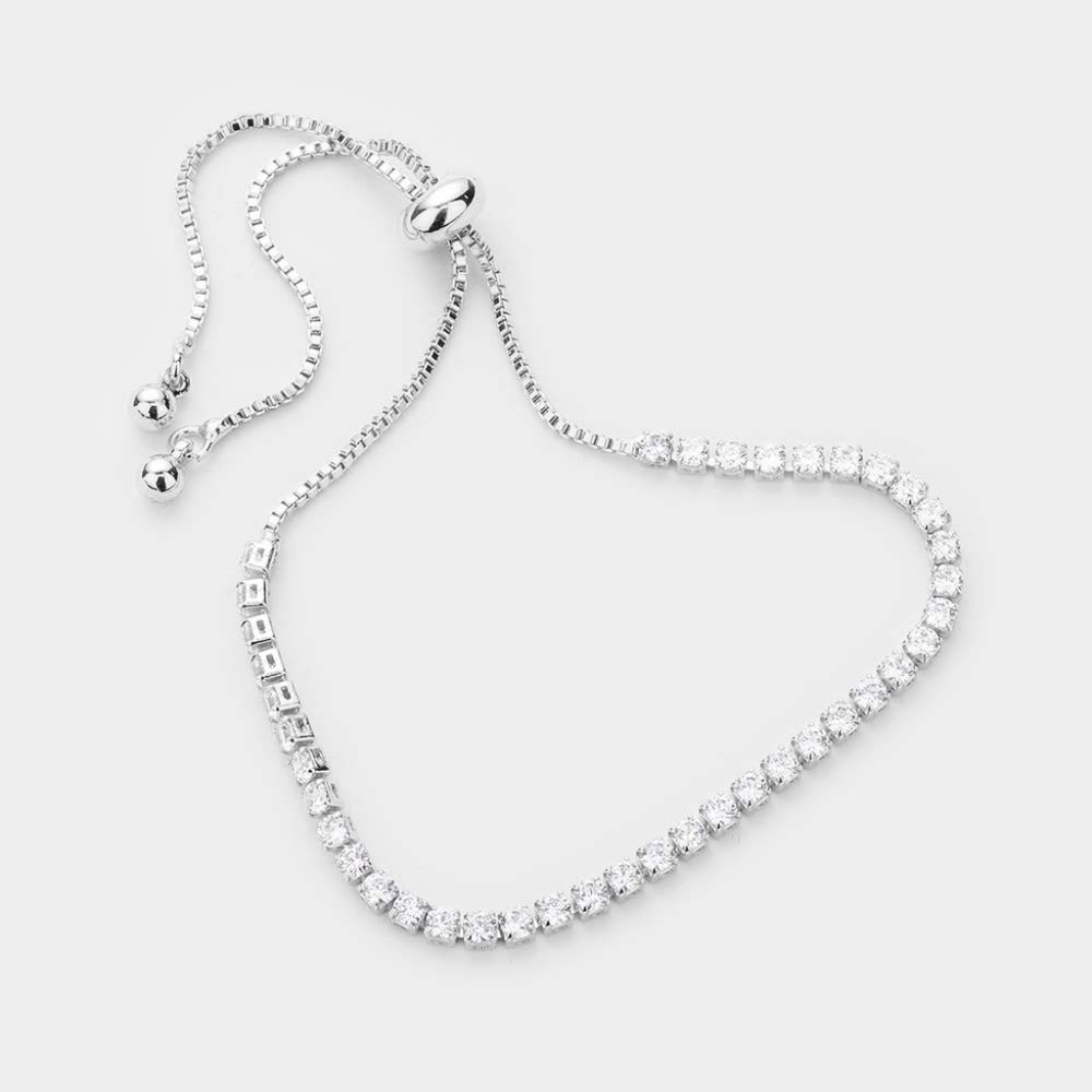 CZ Adjustable TENNIS Bracelet (Rhodium)
